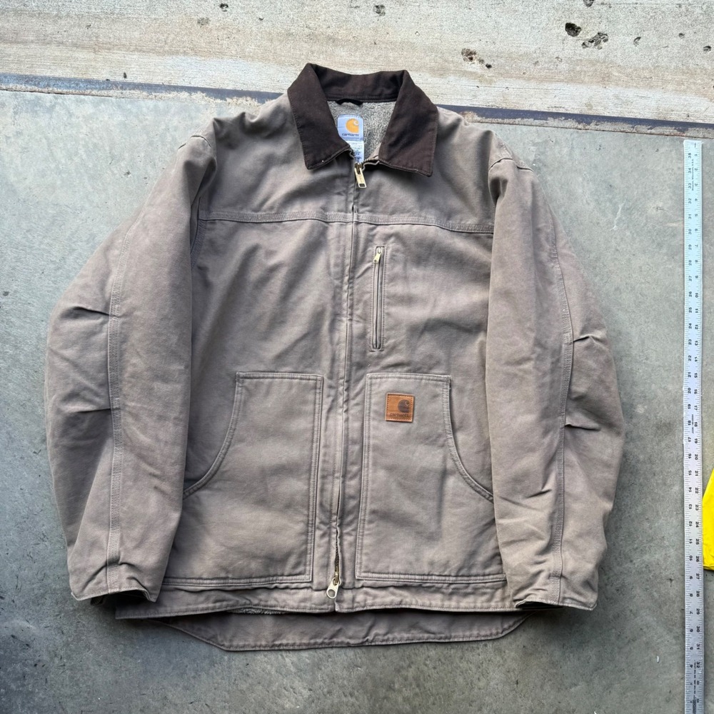 Carhartt C61 MUS Sandstone Ridge Coat Mushroom Sherpa Lined Jacket Mens Large
